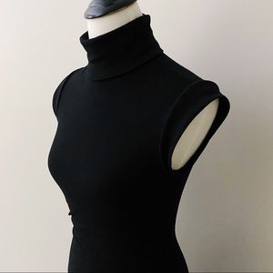 DVF Form Fitting Ruched Midi Little Black Dress